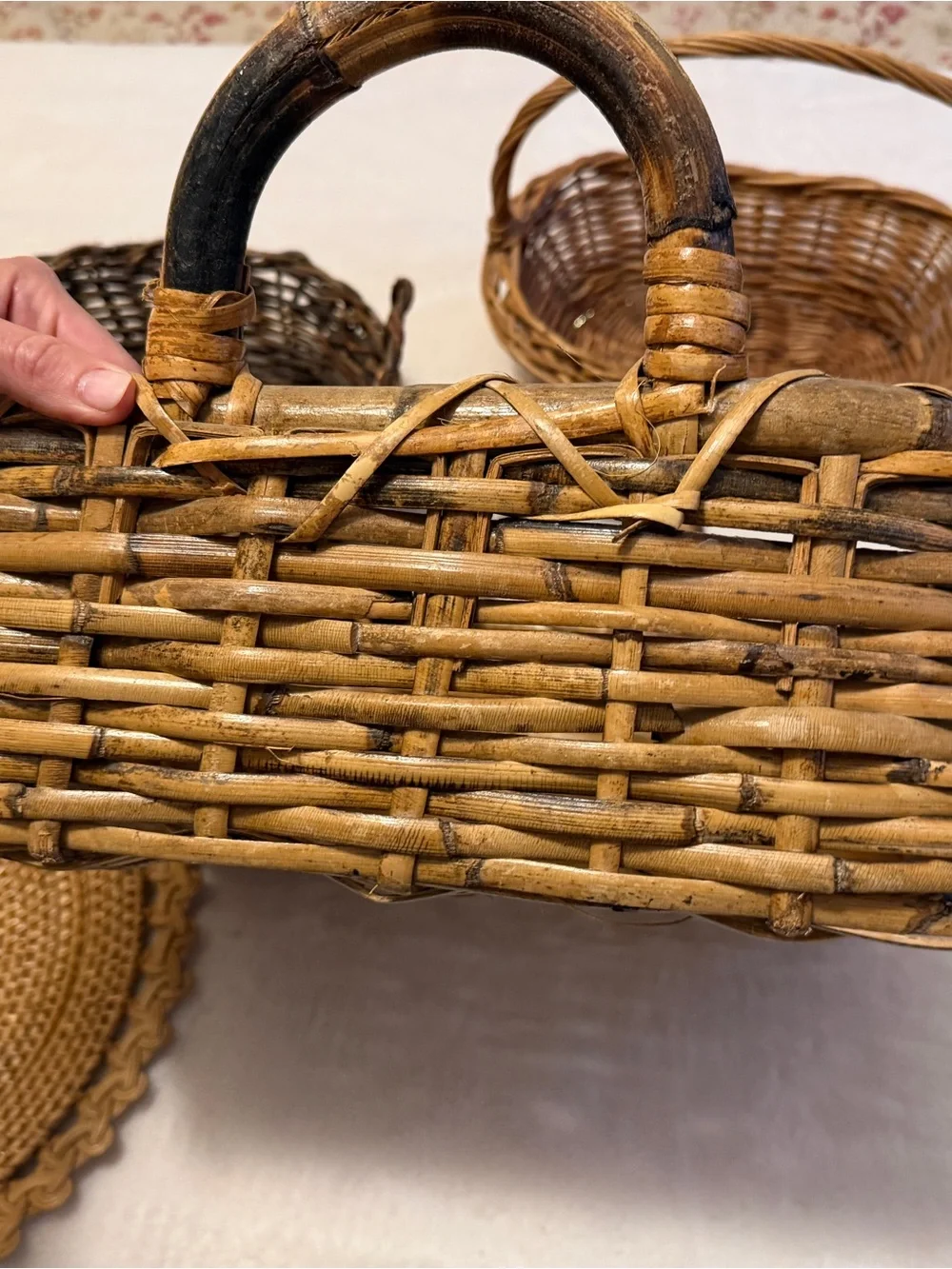 Set of 5 Natural Woven Basket Set - Brown Decorative Home Accents